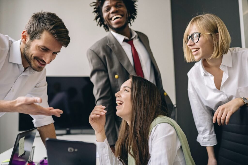 Team laughing during a workshop