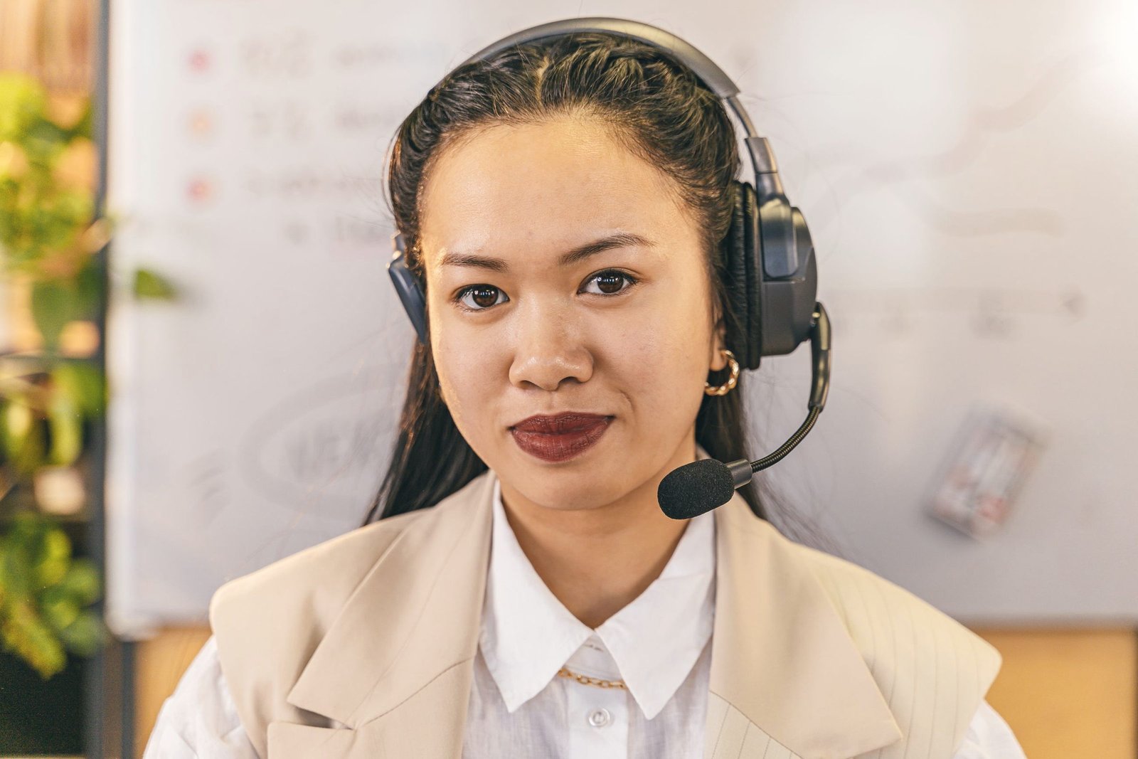 Voice-over artist with headset